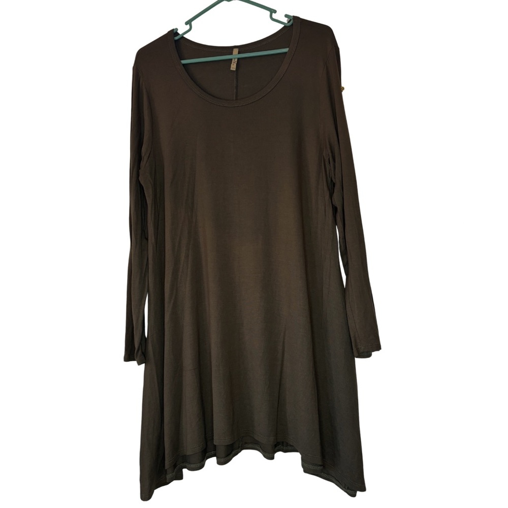 Goo Yoo Dark Green Long Sleeve Above Knee Dress